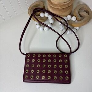 Fossil Collette String Wallet Cabernet Leather Grommet Crossbody SWL1870607 NEW
